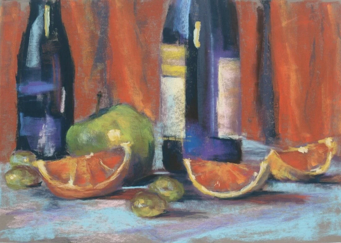 Blue Bottles and Oranges - 11x14