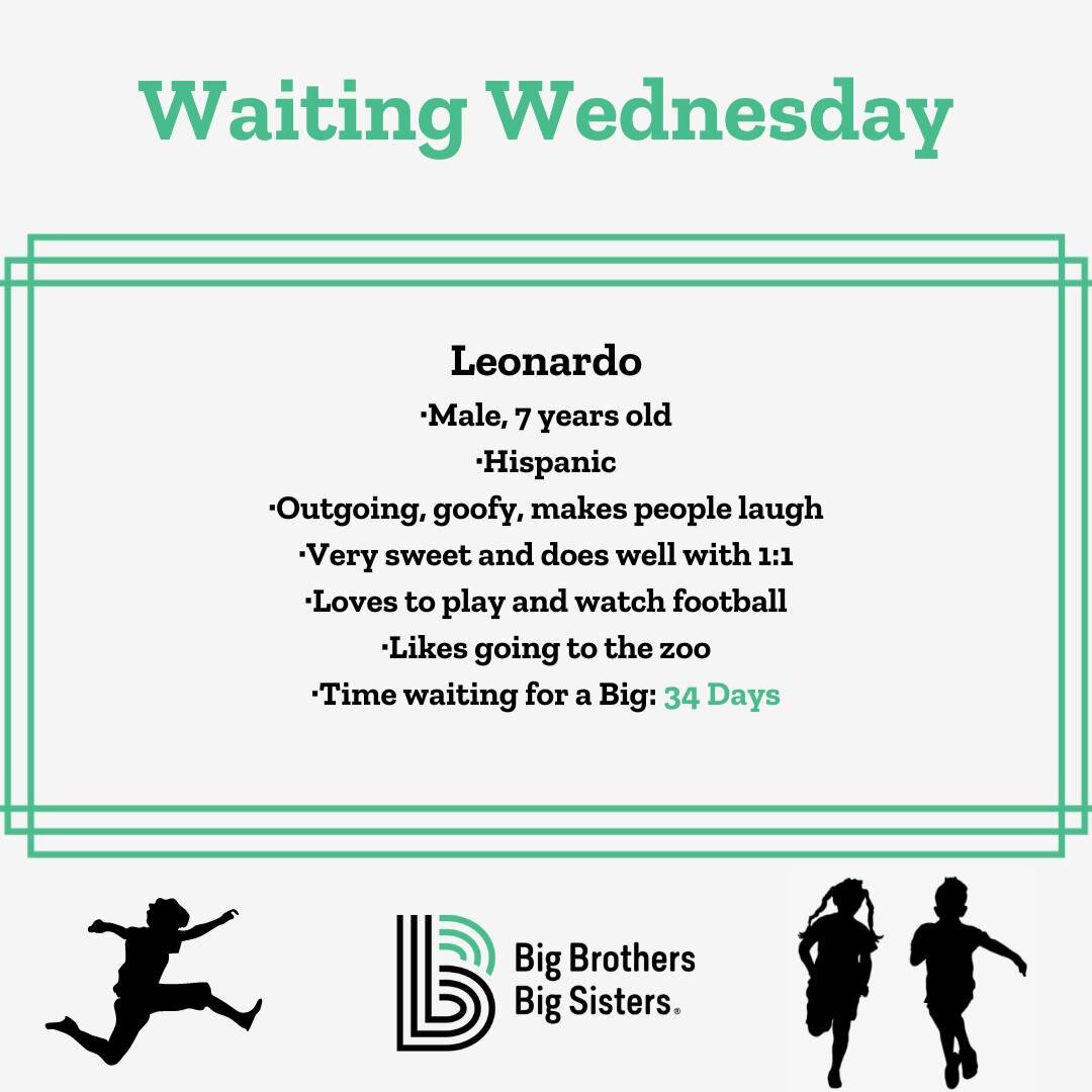 Kids like Leonardo are waiting to be matched with an amazing mentor, like YOU! By volunteering for just one hour a week, you can make a lasting, positive impact on a child's life: forever.

Follow the link to start making a difference: https://www.bb