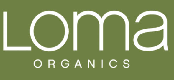 Loma Organics logo on a green background.