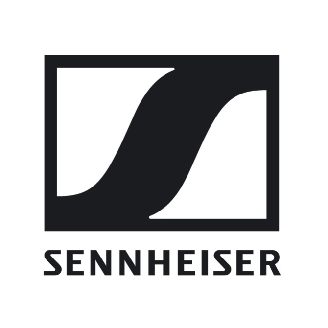 Sennheiser logo featuring a stylized 'S' inside a square, with the company name beneath.