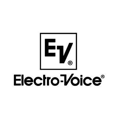 Electro-Voice logo with bold letters EV in a square and the brand name below.