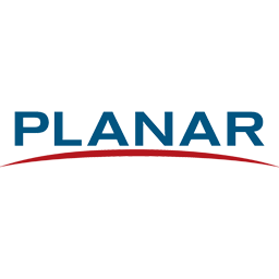 PLANAR logo with blue text and a red curved line underneath