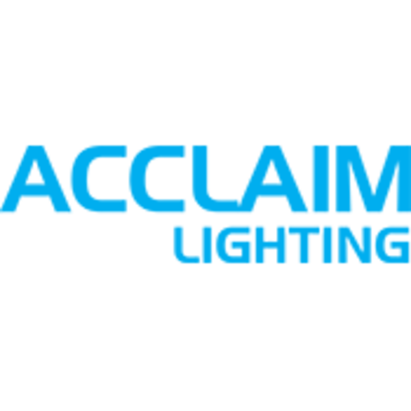 Logo for Acclaim Lighting with the company name in bold black and blue letters.