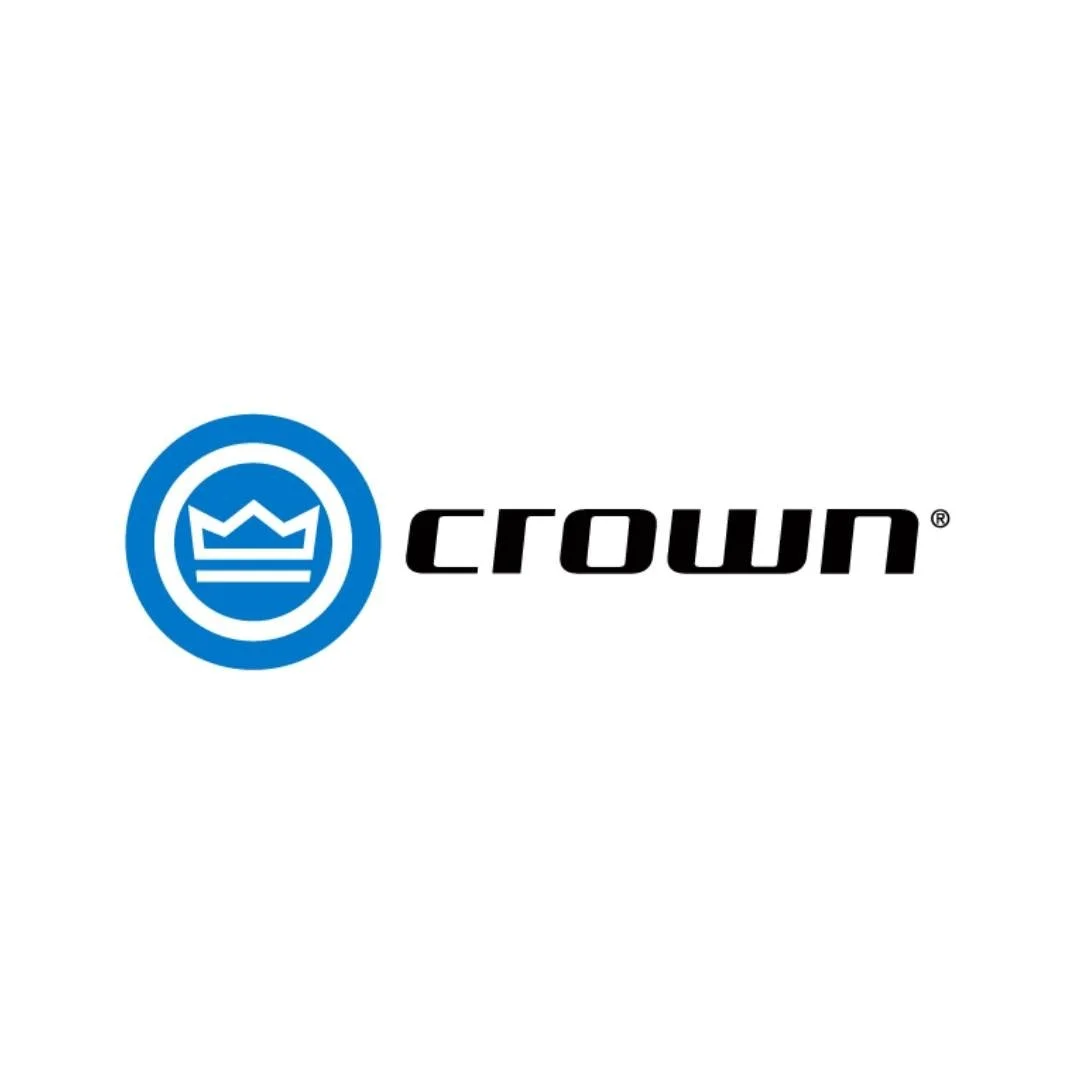 Crown logo in blue circle and the word "crown" in black bold text.