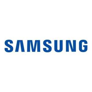 Samsung logo in black and blue.