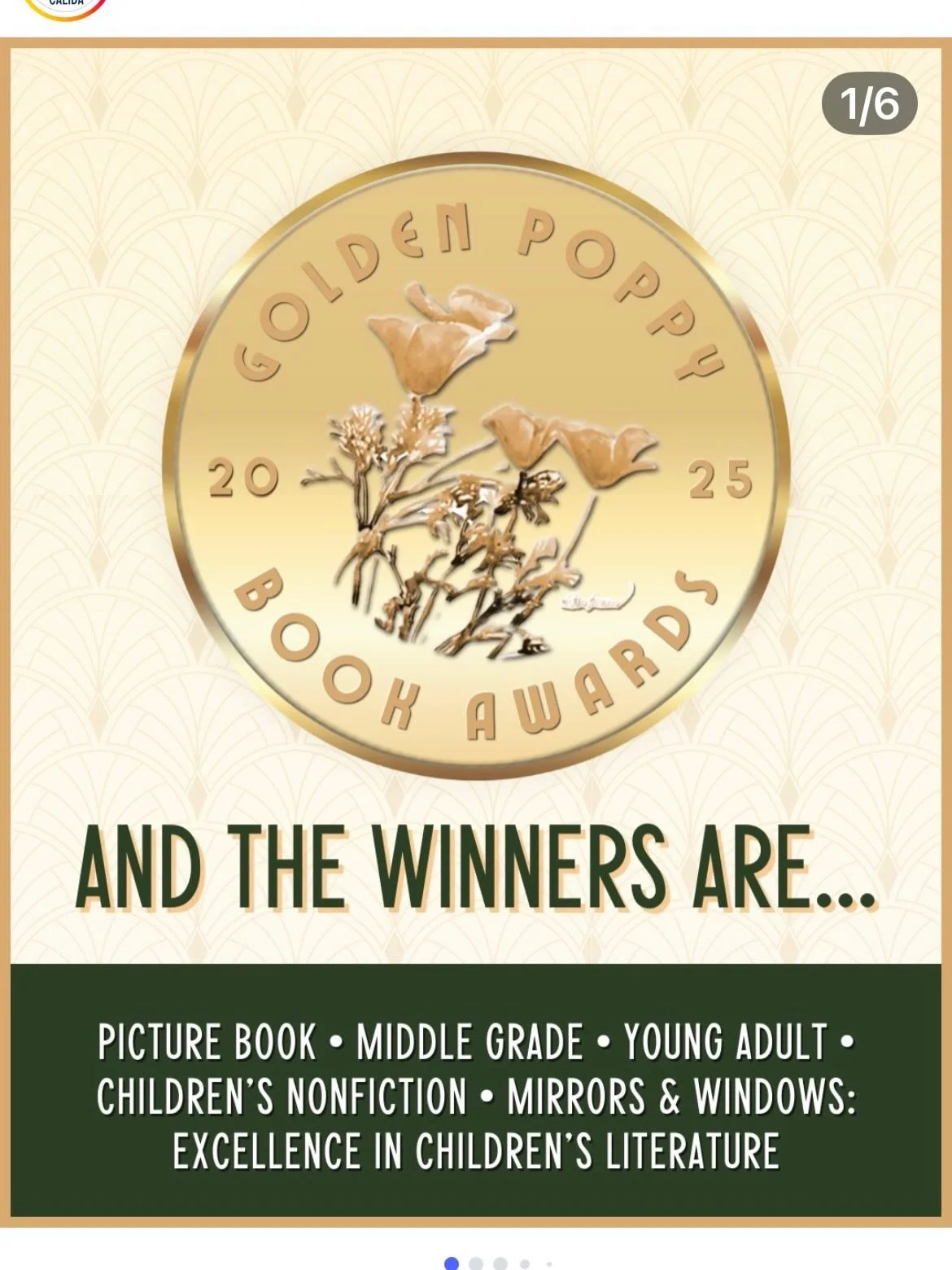 Congratulations to the 🥇2025 Golden Poppy 🥇winners! These awards are given by the California Independent Booksellers Alliance @caliba_20 and feature creators who have made California their home. The full list of winners and finalists is linked thro