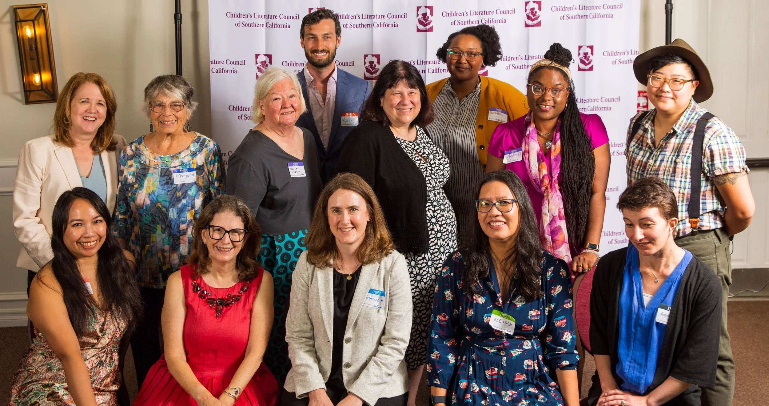 The CLCSC Board. Back Row, L to R: Diane Middleton, Dr. Majorie Arnett, Helen Moses, Kyle Horne, Alyson Beecher, Charmetria Marshall, Andrea J. Loney, Fin Lee. Front Row, L to R: Joanna Fabicon, Judith Kantor, Katherine Adams, Alethea Allarey, Annali