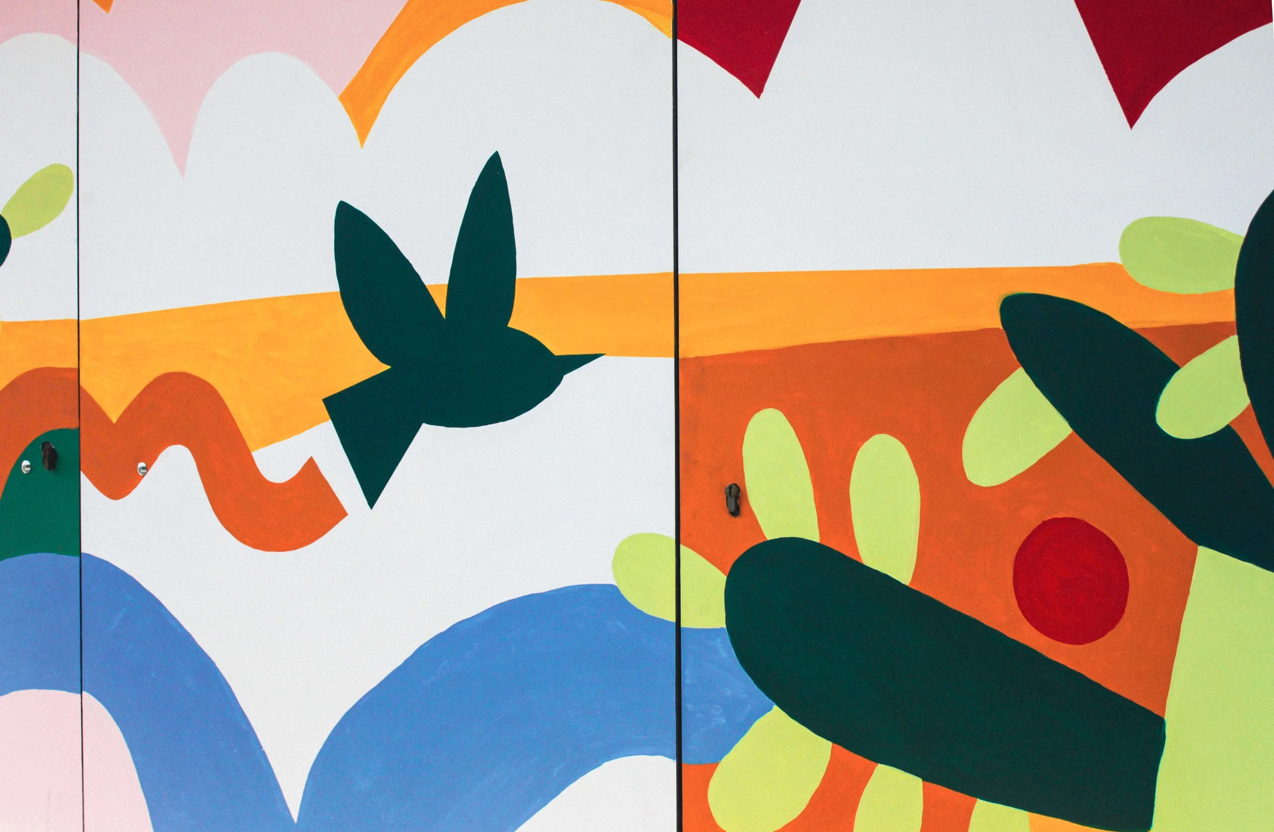 Zoom sur un detail d'une fresque peinte à la main