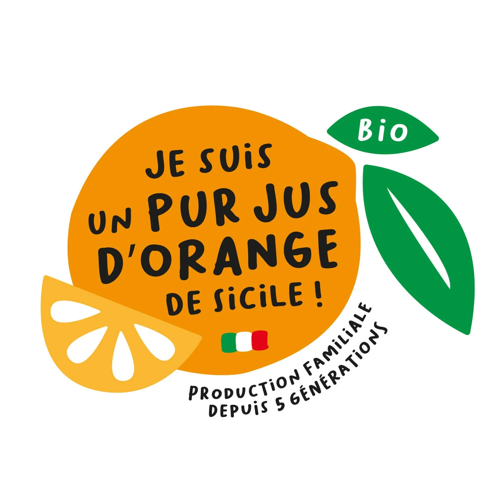 illustration d'une orange avec le drapeau italien