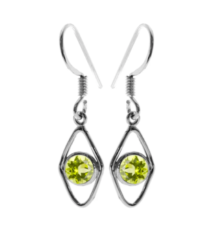 Small Silver Kite Shaped Drop Earring - Peridot