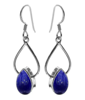 Open Teardrop Earrings with Teardrop - Lapis Lazuli