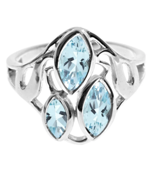 Triple Marquis Filigree Ring -  Blue Topaz