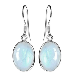 Single Large Oval Drop Earring - Moonstone