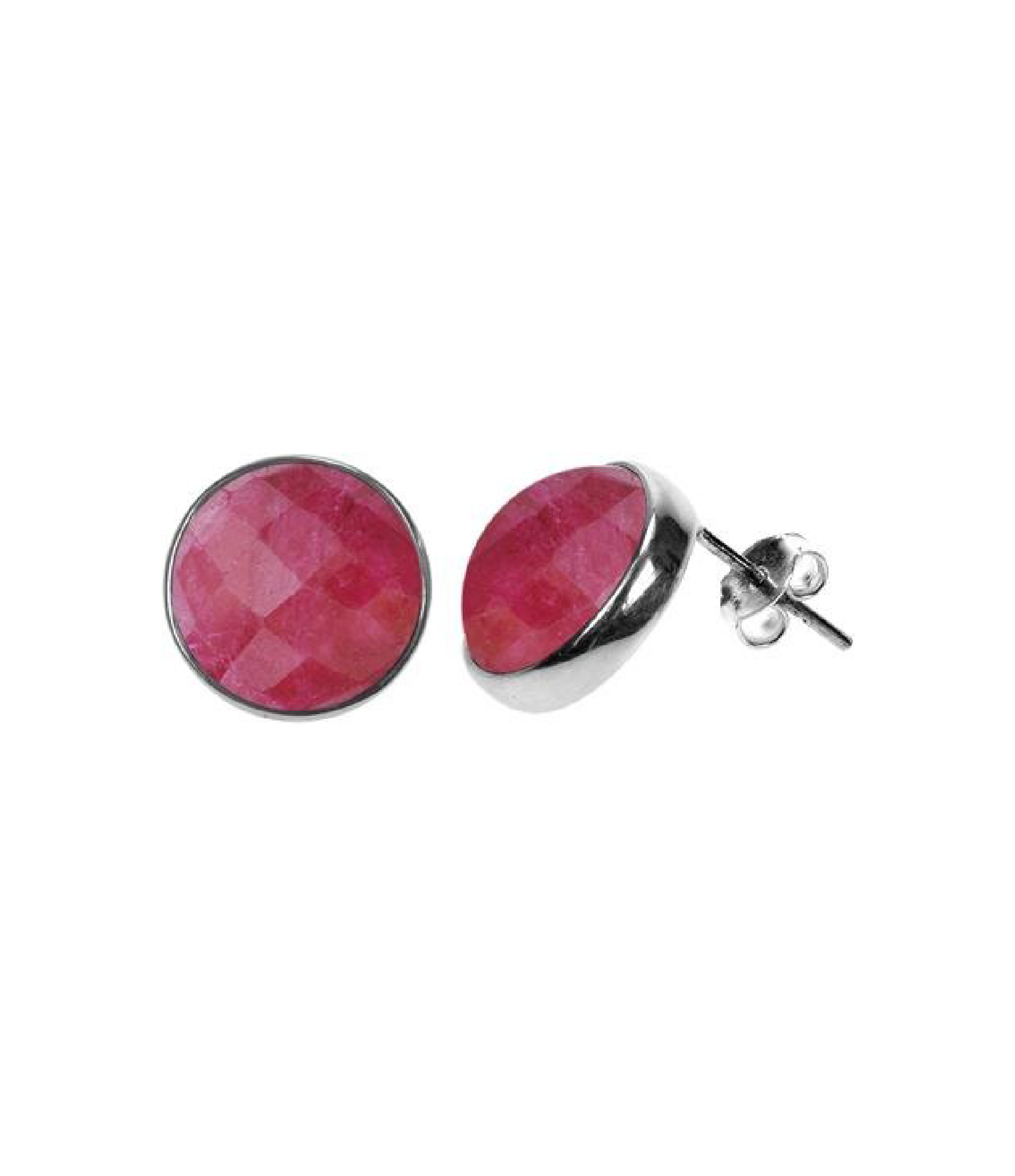 13mm large round gemstone studs set in sterling silver. Perfect gift for wife, friend or girlfriend. Ruby Quartz
