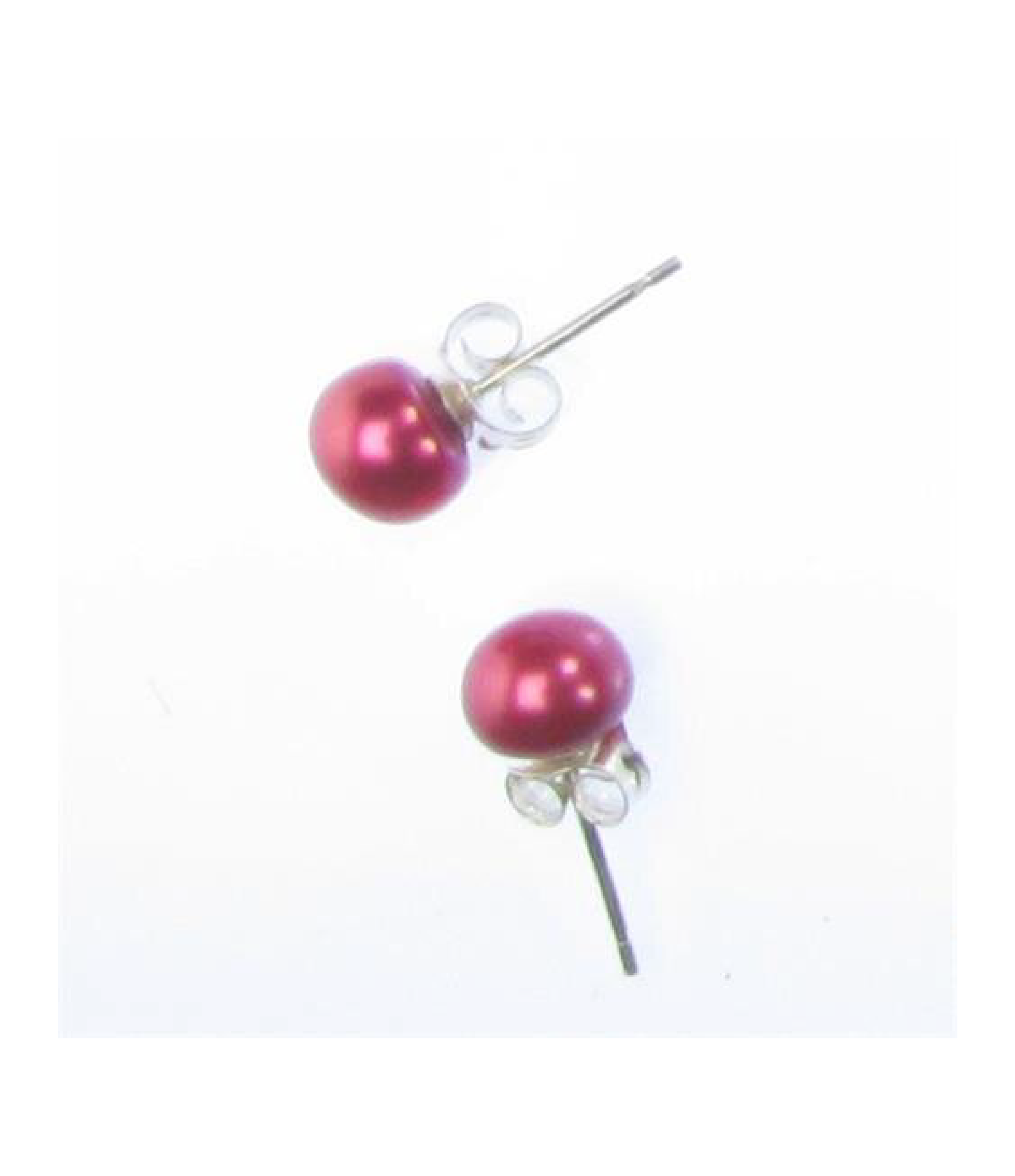 7/8mm Pearl Stud Earrings - Raspberry