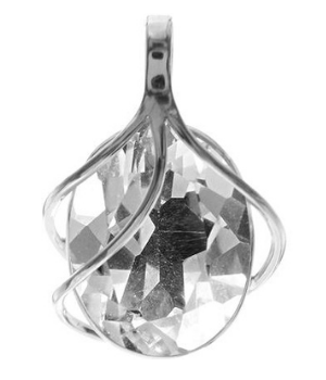 Oval 3 Strand Silver Overlay Pendant - Rock Crystal