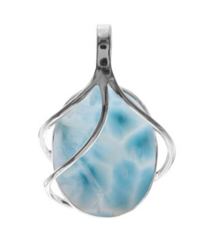 Oval 3 Strand Silver Overlay Pendant - Larimar