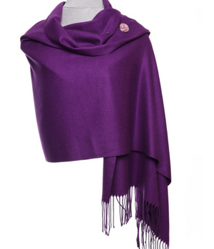 Cashmere Blend Plain Pashmina Wrap Purple