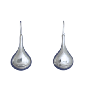 Polished Silver Teardrop Earrings