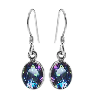 Small Round Drop Earrings - Mystic Topaz
