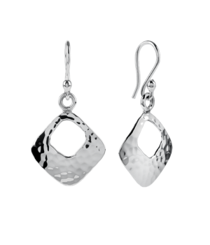 Hammered Diamond Cut Drop Earrings