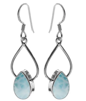 Open Teardrop Earrings with Teardrop - Larimar
