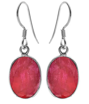 Single Large Oval Drop Earring - Ruby Quartz
