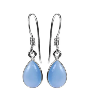 Small Single Tear Drop Earring - Blue Chalcedony