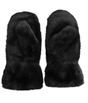 Faux Fur Mittens - Black
