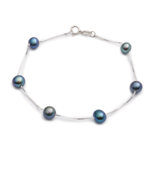 Bracelet with Intermittent Pearls - Peacock Black