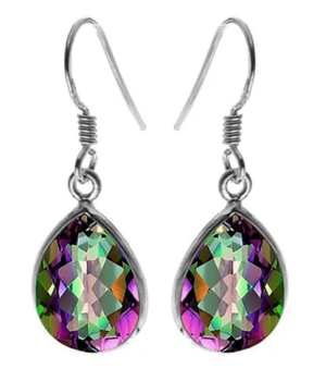 Single Large Tear Drop Earring - Mystic Topaz