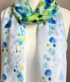 Dot Print Scarf - White, Green & Blue