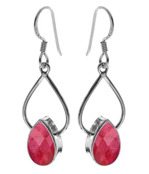 Open Teardrop Earrings with Teardrop - Ruby Quartz