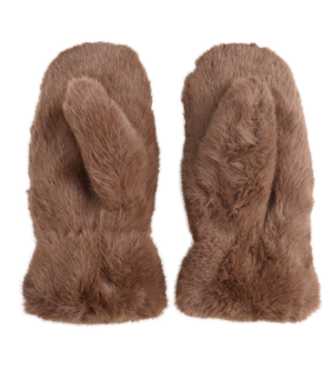 Faux Fur Mittens - Brown