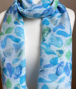 Teardrop Leaf Scarf - Blue