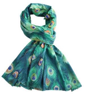 Peacock Feathers Scarf - Green