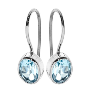 Fixed Hook Oval Drop Earrings - Blue Topaz