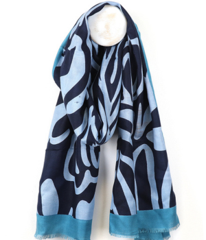 Blue Mix Abstract Swirl Print Scarf.png