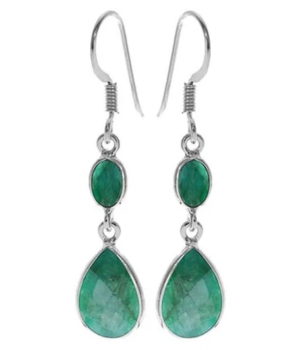 Oval and Tear Drop Earrings - Emerald Quartz