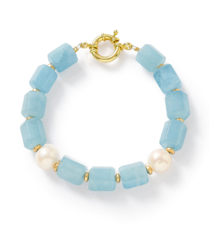 Blue Aquamarine and Pearl Bracelet