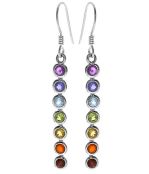Multi Stone Bar Drop Earrings