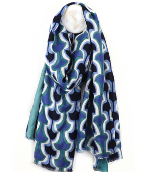 Blue Mix Retro Repeat Print Scarf.png