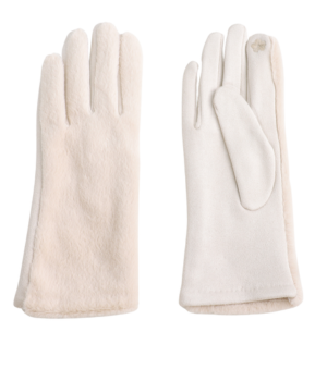 Faux Fur/Suede Gloves - Ivory