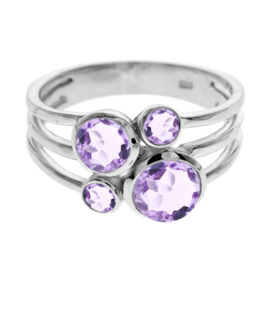 4 Small Stone Split Band Ring - Faceted Amethyst