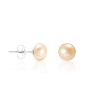 7-8mm Freshwater Pearl Stud Earrings, Champagne, Classic, Perfect Gift for Friend, Wife, Girlfriend. Modern, Colourful