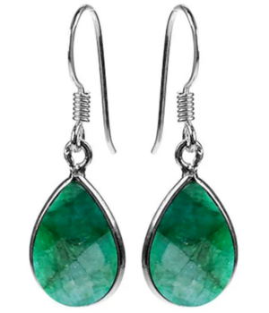 Single Large Tear Drop Earring - Emerald Quartz