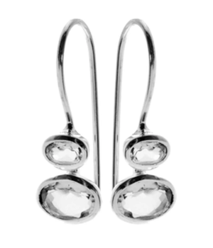 Open Teardrop Earrings with Teardrop - Rock Crystal