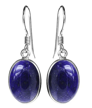 Large Single Oval Drop Earrings - Lapis Lazuli