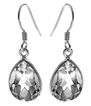 Single Large Tear Drop Earring - Rock Crystal
