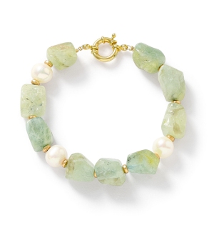 Green Aquamarine and Pearl Bracelet